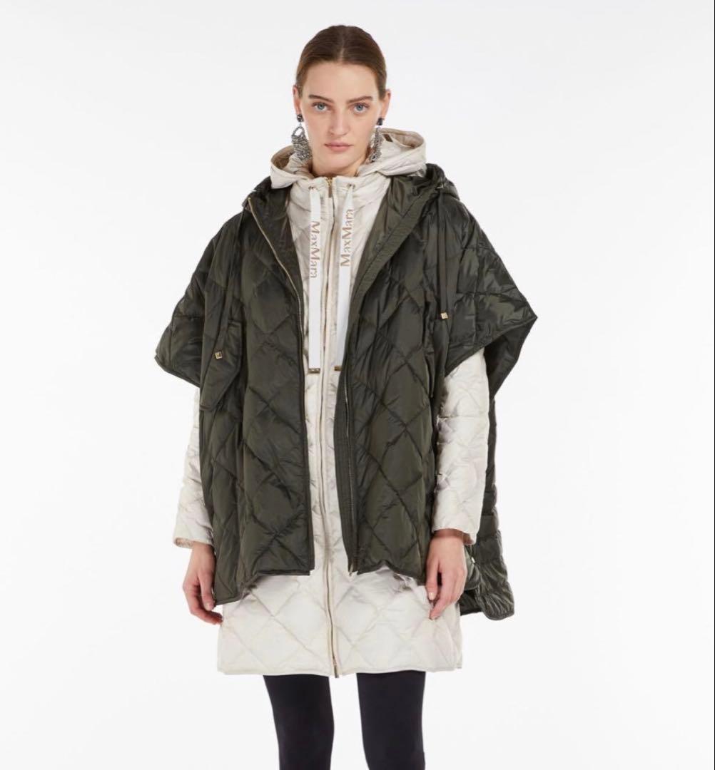 新品★MAXMARA The Cube TREMANS ダウンケープ S カーキ