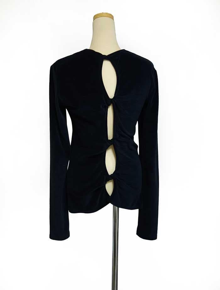 シシクイ THE SHISHIKUI Twist Velor トップス ネイビー