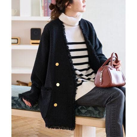 美品 ジャーナルスタンダード AWツイードイージージャケット 金ボタン