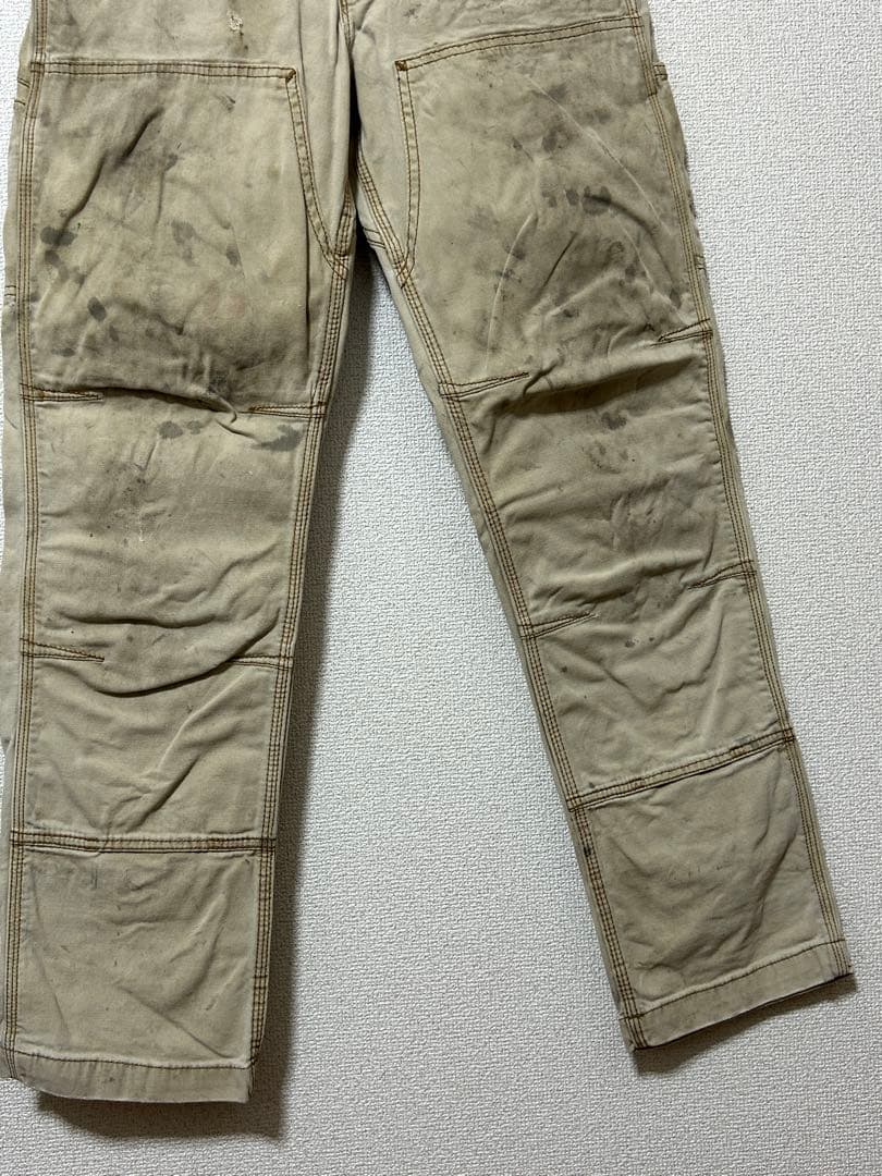 ソ*グ様 Carhartt ダブルニー ヒッコリー（ベージュ系）から色落ち W3