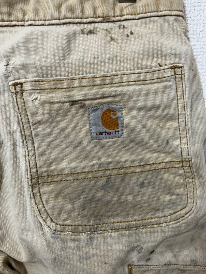 ソ*グ様 Carhartt ダブルニー ヒッコリー（ベージュ系）から色落ち W3