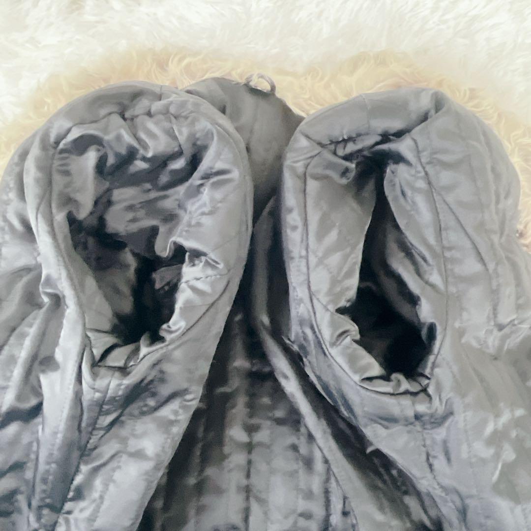 牛革 レザー アンゴラファーベルト付き ロング コート Aライン