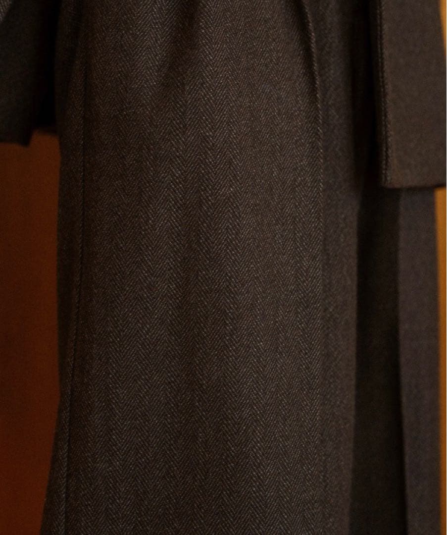 【完売品】soerte ワイドストレートヘリンボーンスラックス ブラウン 3