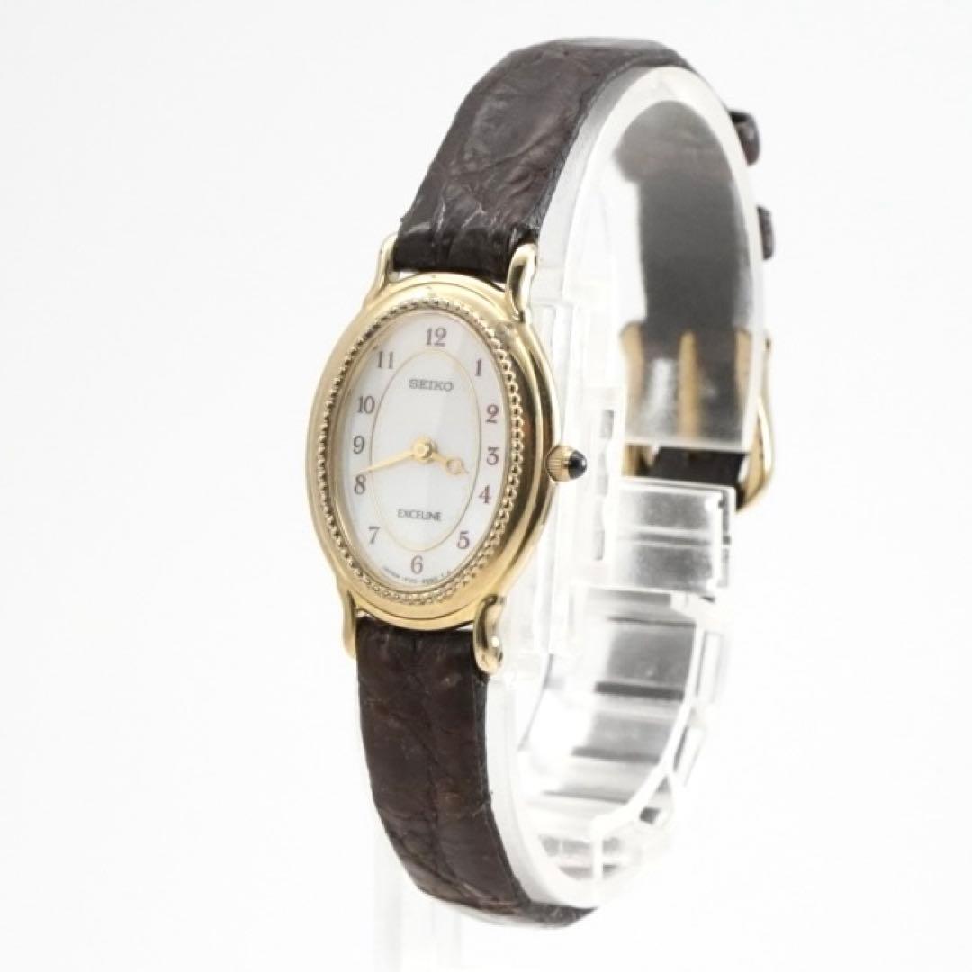 【新品電池•回路検査済】SEIKO エクセリーヌ 時計　ゴールド　シェル盤