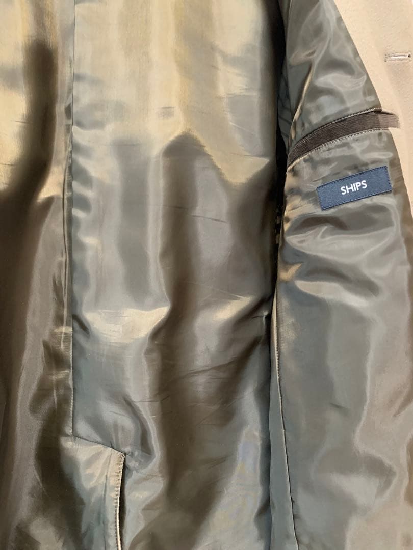 美品SHIPS スーパー160'S メリノウール メルトン シングル ピーコート