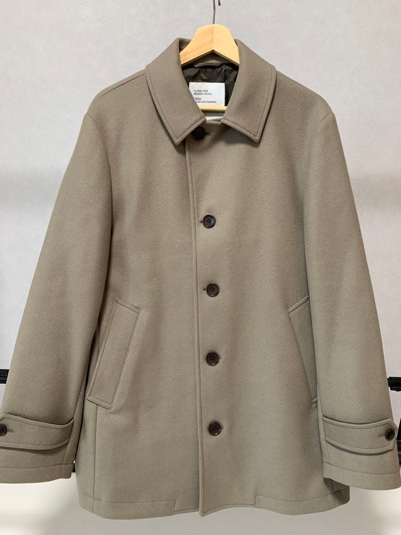 美品SHIPS スーパー160'S メリノウール メルトン シングル ピーコート