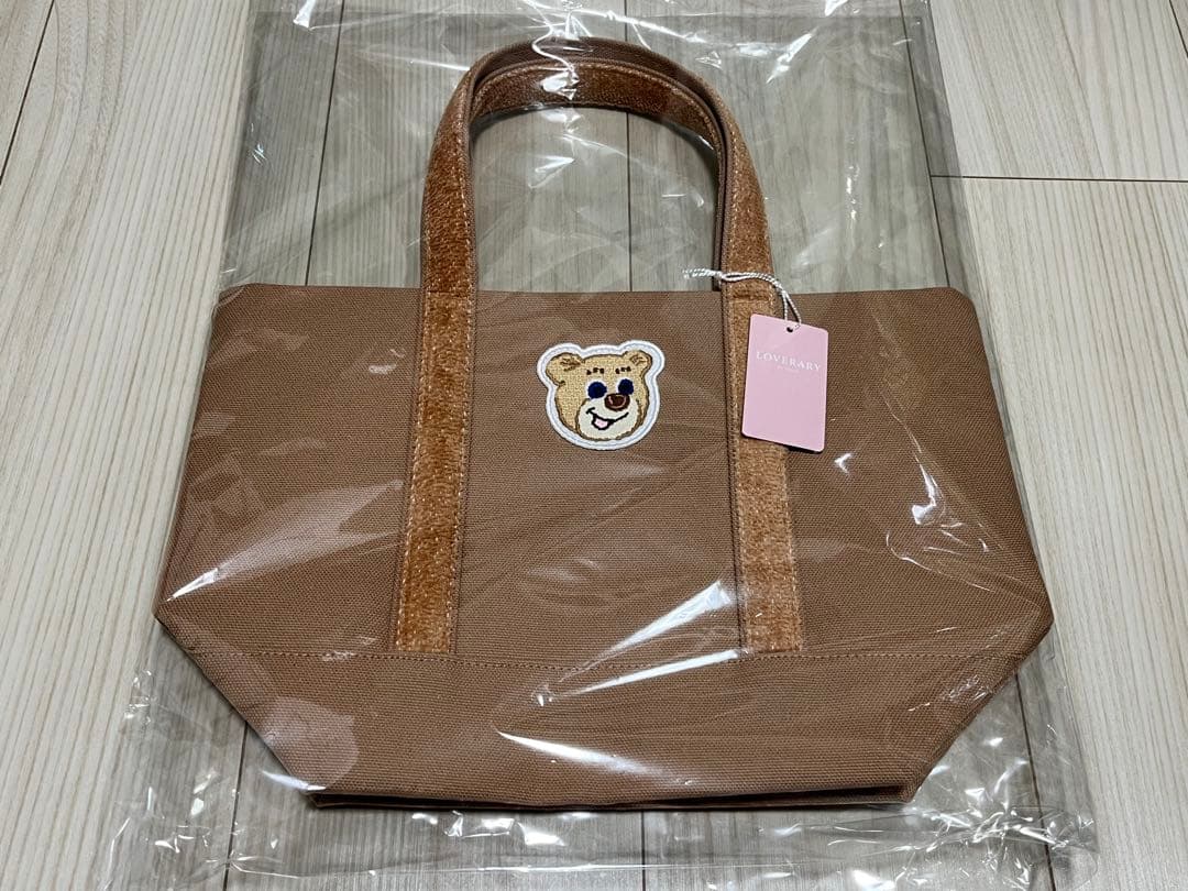 ラブラリーバイフェイラーオールドテディワッペントートバッグベージュ　小さいサイズ