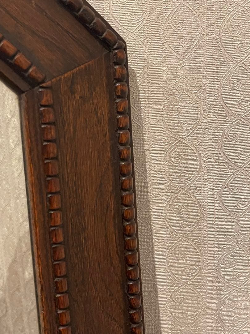 英国 アンティーク ミラー オクタゴン 八角形 木製 ウォールナット