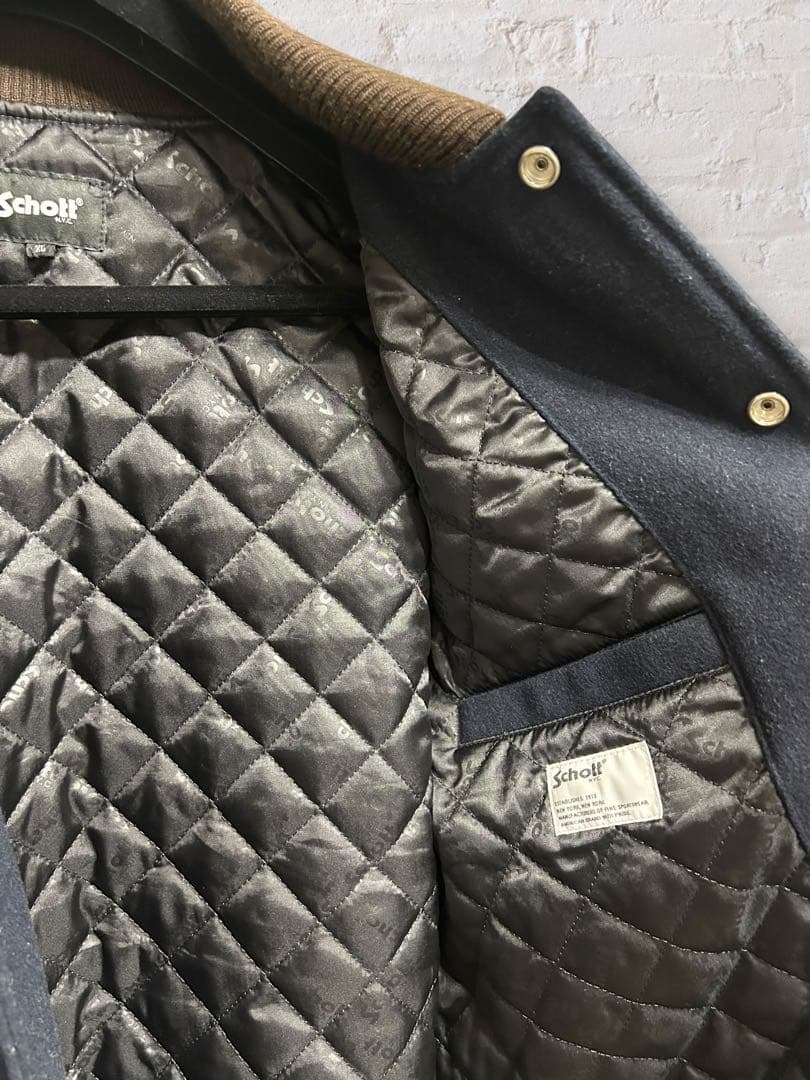 Schott N.Y.C. スクーカム レザースタジャン XL 刺繍 美品