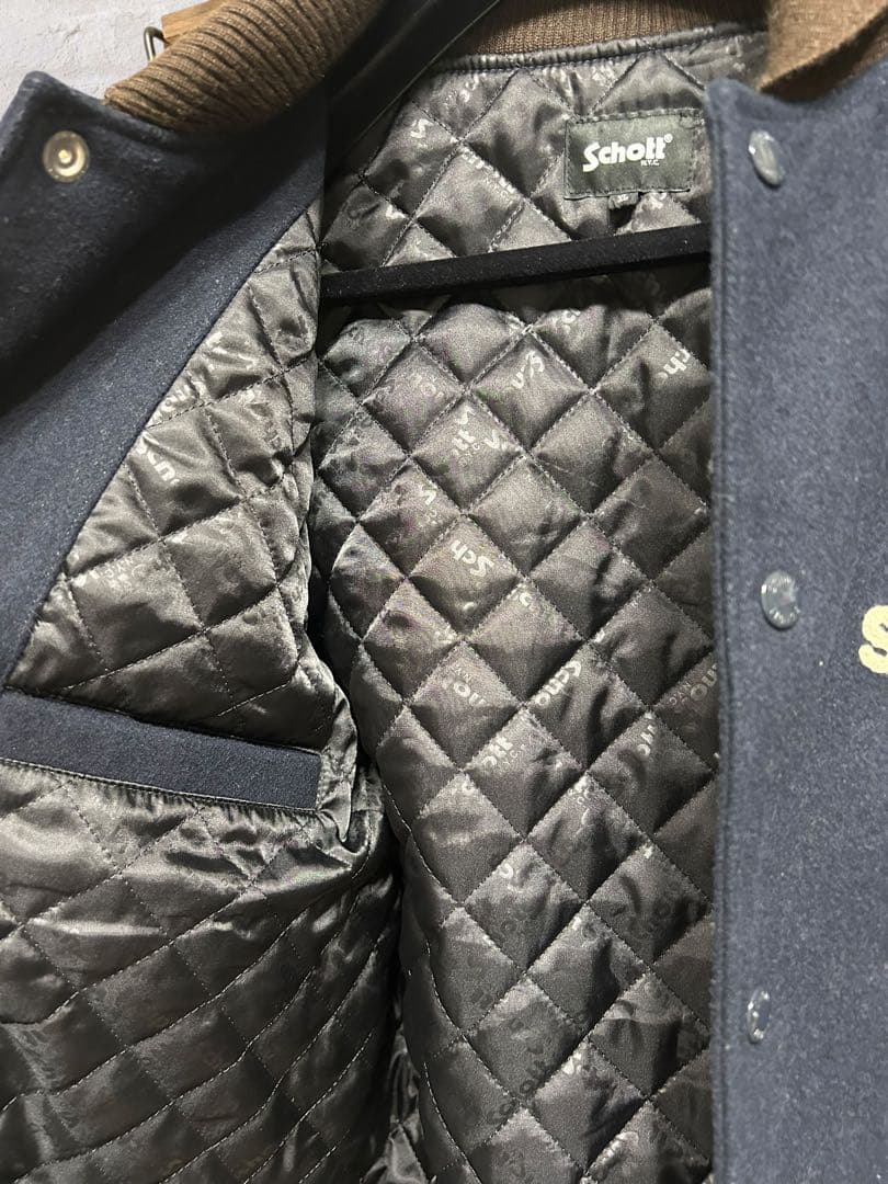 Schott N.Y.C. スクーカム レザースタジャン XL 刺繍 美品