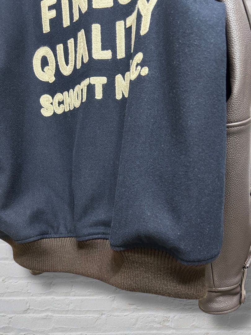 Schott N.Y.C. スクーカム レザースタジャン XL 刺繍 美品