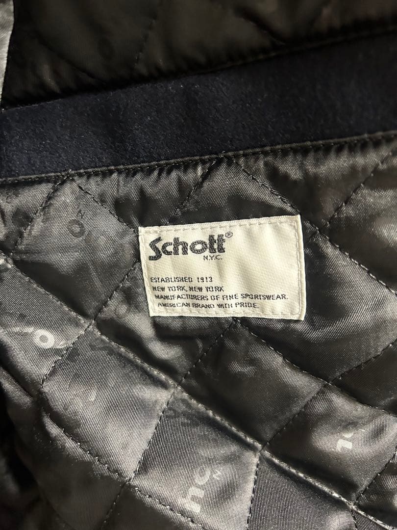 Schott N.Y.C. スクーカム レザースタジャン XL 刺繍 美品