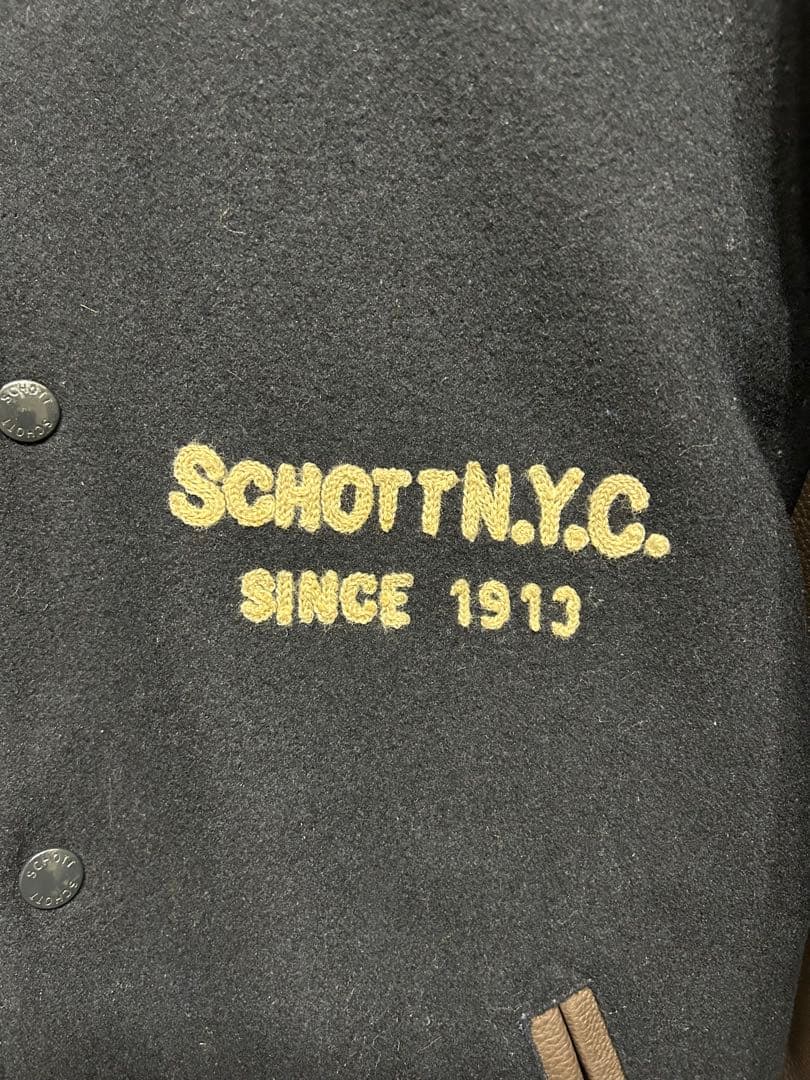 Schott N.Y.C. スクーカム レザースタジャン XL 刺繍 美品