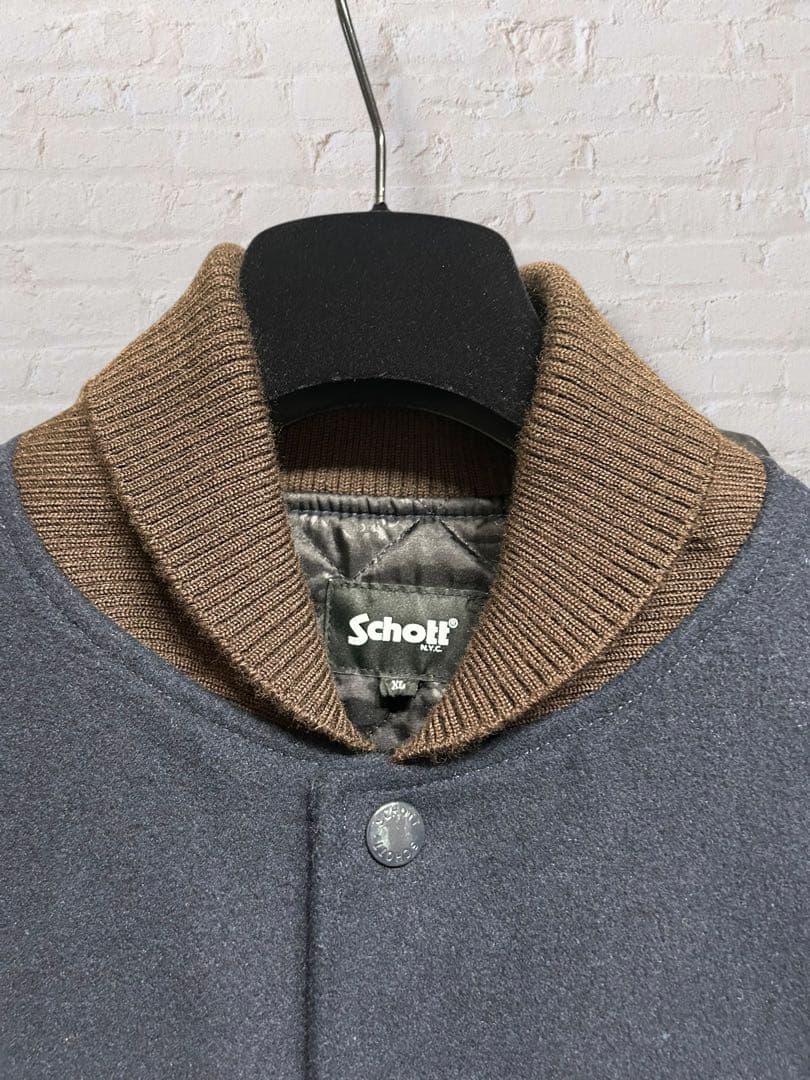 Schott N.Y.C. スクーカム レザースタジャン XL 刺繍 美品