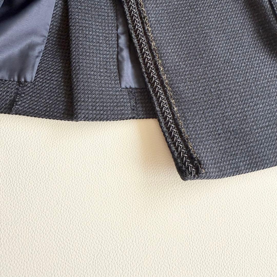 スローブイエナ　SLOBE IENA　ツイードVネックノーカラージャケット　紺