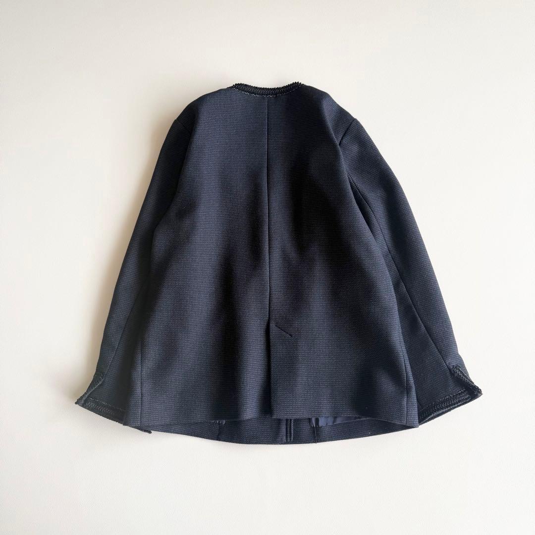 スローブイエナ　SLOBE IENA　ツイードVネックノーカラージャケット　紺