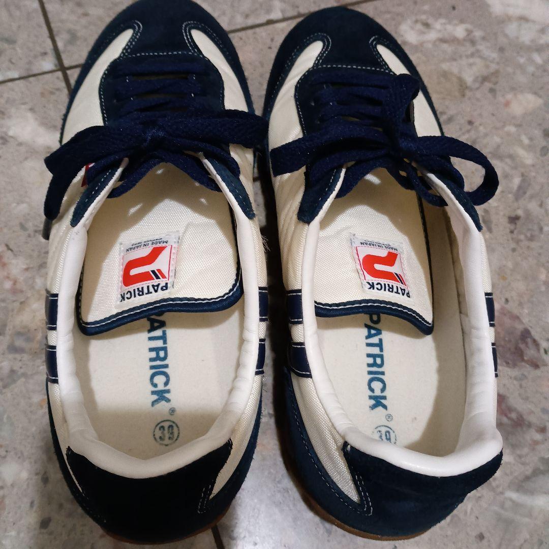 美品PATRICK ネイビー ホワイト スニーカー 箱付き　24.5センチ　39