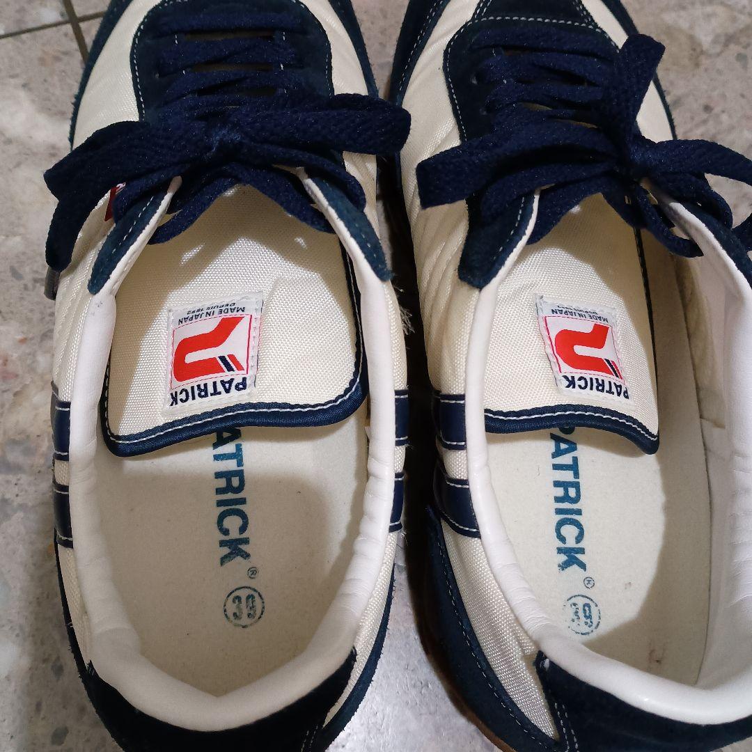 美品PATRICK ネイビー ホワイト スニーカー 箱付き　24.5センチ　39