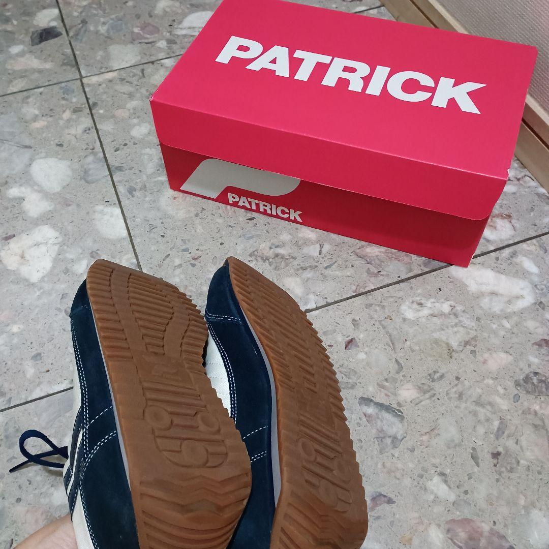 美品PATRICK ネイビー ホワイト スニーカー 箱付き　24.5センチ　39