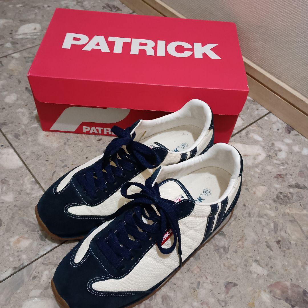 美品PATRICK ネイビー ホワイト スニーカー 箱付き　24.5センチ　39