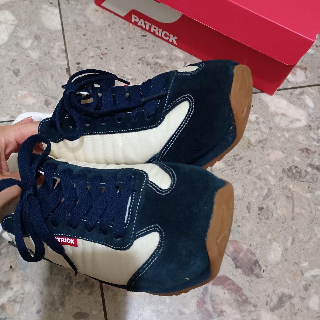 美品PATRICK ネイビー ホワイト スニーカー 箱付き　24.5センチ　39
