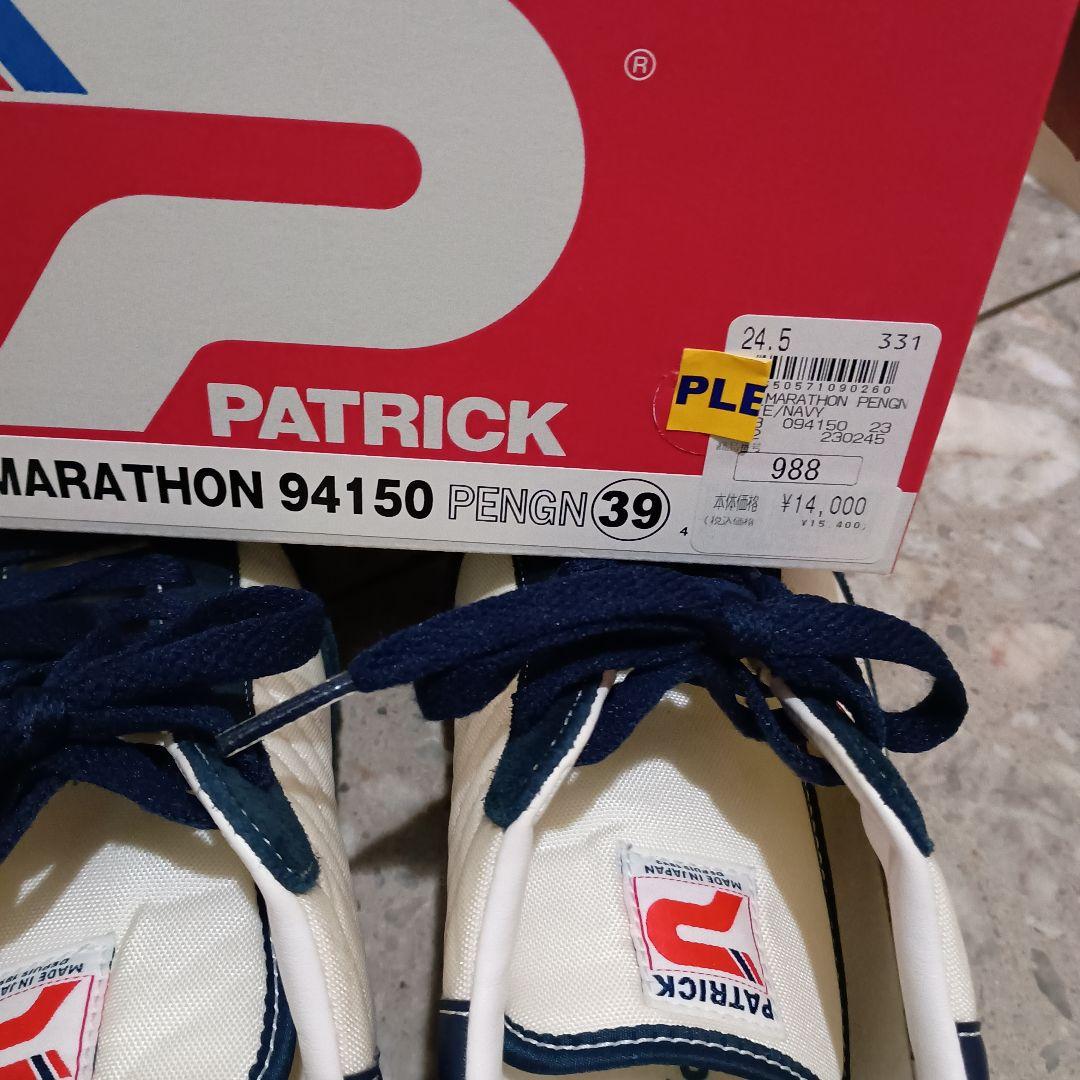 美品PATRICK ネイビー ホワイト スニーカー 箱付き　24.5センチ　39