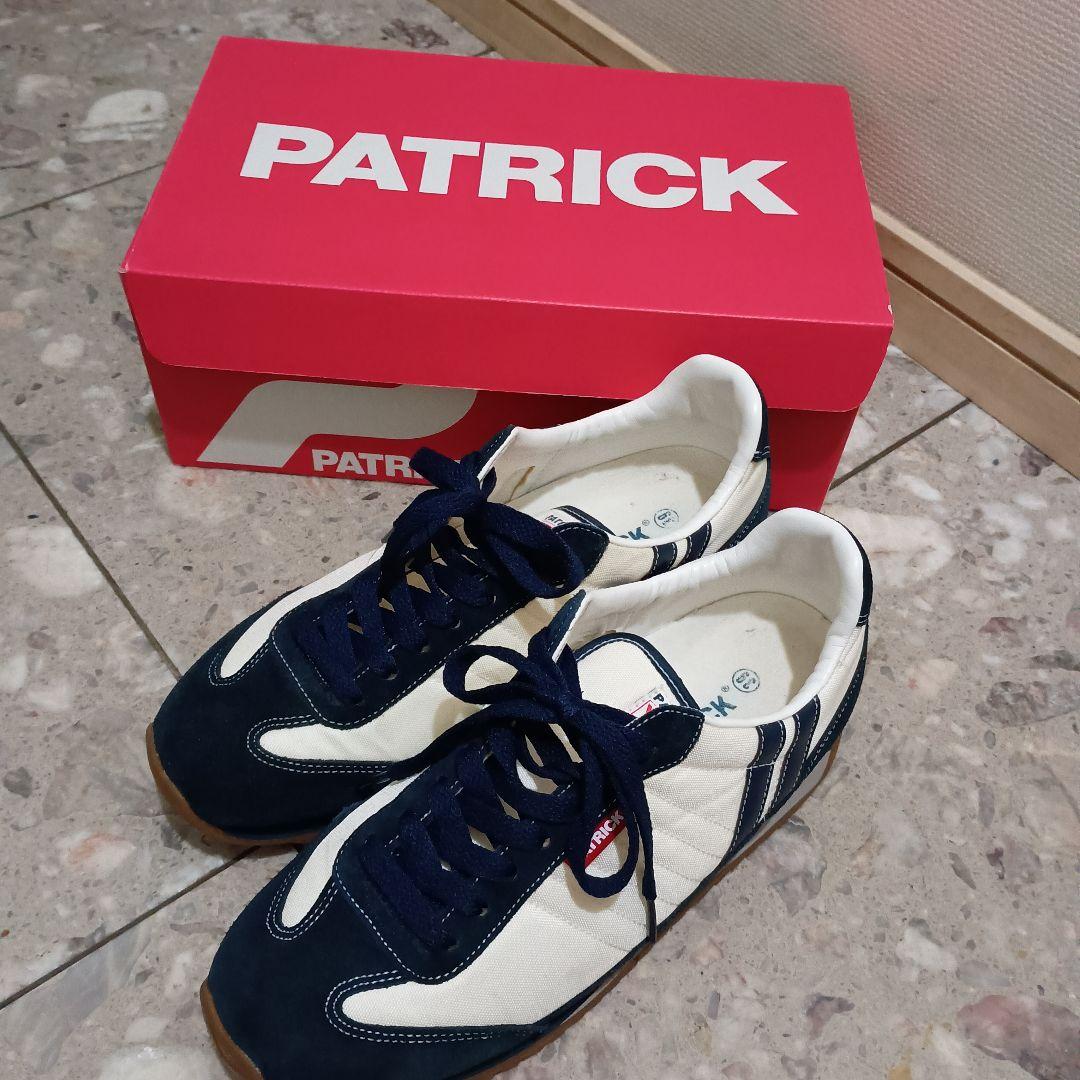 美品PATRICK ネイビー ホワイト スニーカー 箱付き　24.5センチ　39
