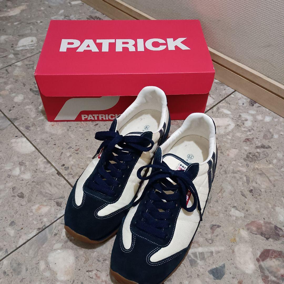 美品PATRICK ネイビー ホワイト スニーカー 箱付き　24.5センチ　39