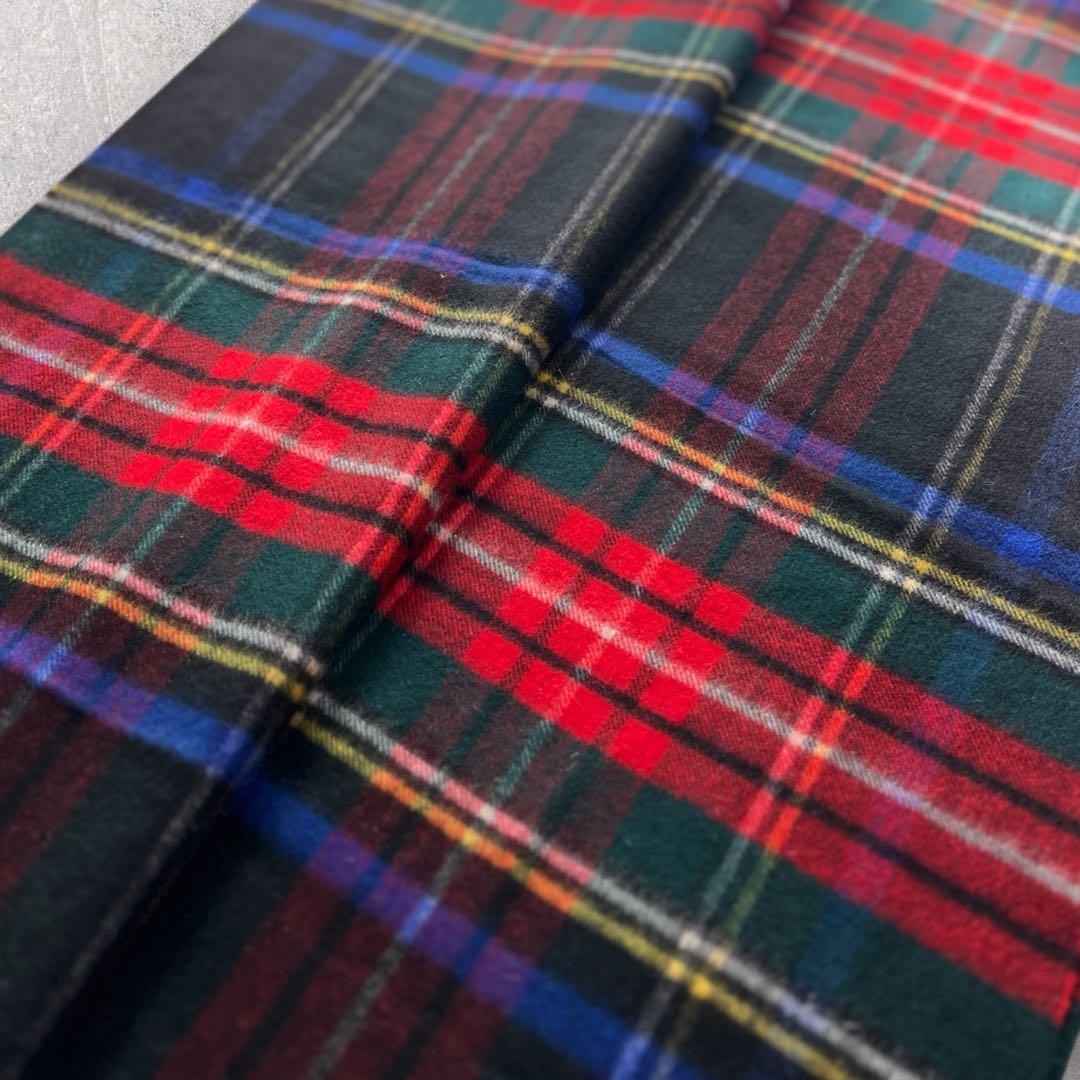 美品☆ ジョンストンズ 大判 カシミヤ100％ BLACK STEWART