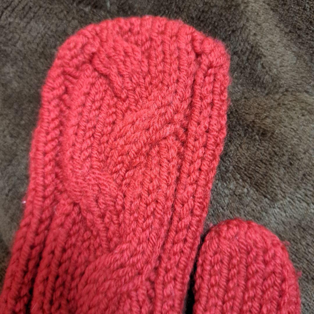 ルイヴィトン 手袋 ミトン ウール100％ レッド 赤