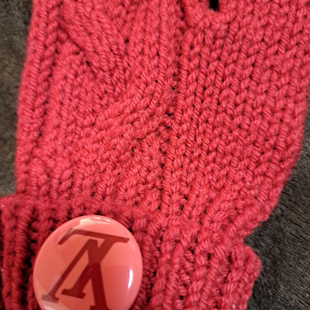 ルイヴィトン 手袋 ミトン ウール100％ レッド 赤