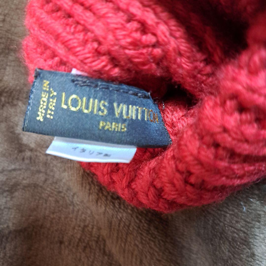 ルイヴィトン 手袋 ミトン ウール100％ レッド 赤