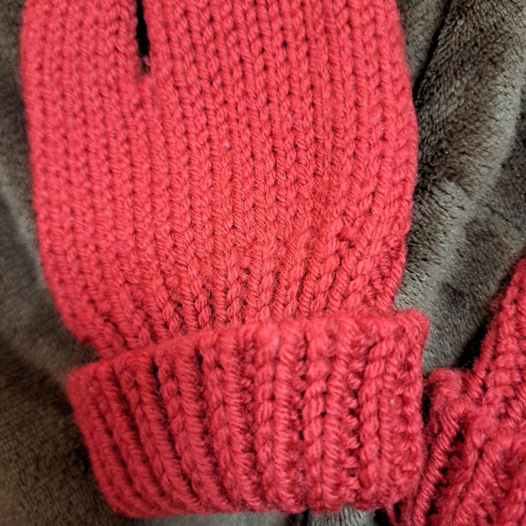 ルイヴィトン 手袋 ミトン ウール100％ レッド 赤