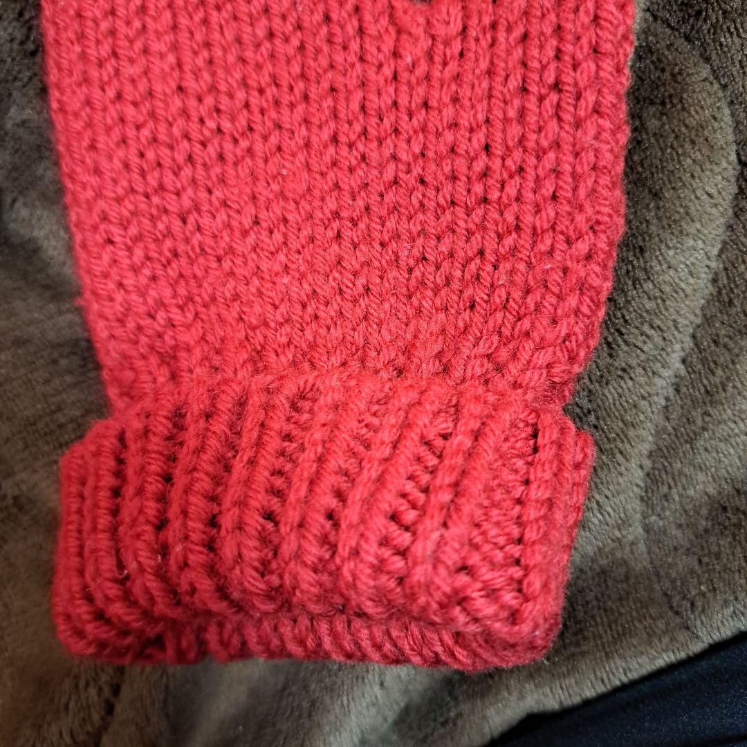 ルイヴィトン 手袋 ミトン ウール100％ レッド 赤