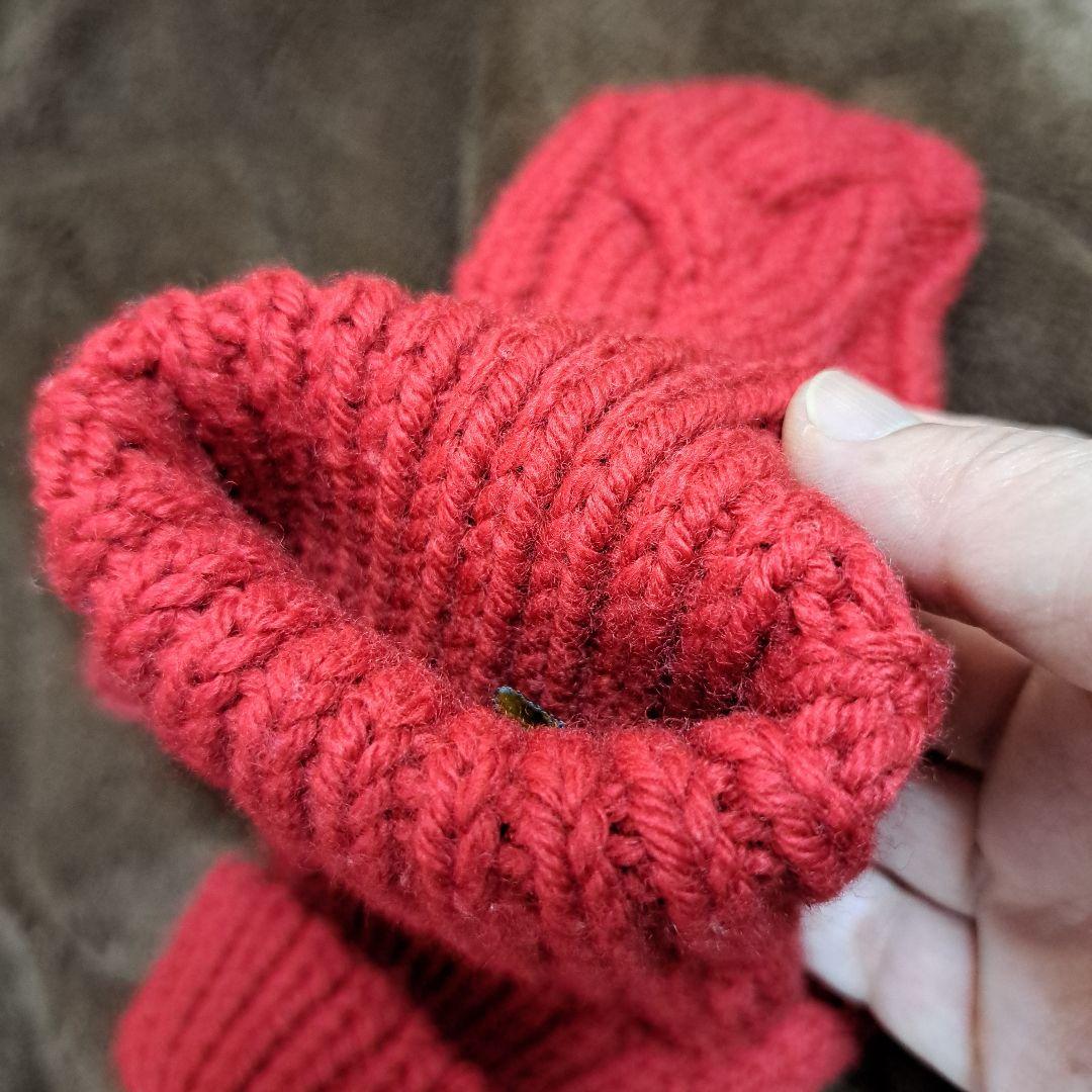 ルイヴィトン 手袋 ミトン ウール100％ レッド 赤