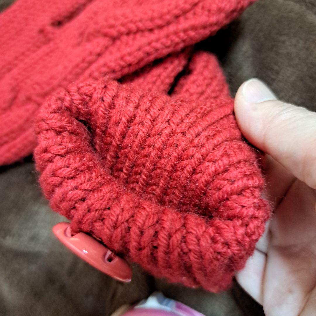 ルイヴィトン 手袋 ミトン ウール100％ レッド 赤