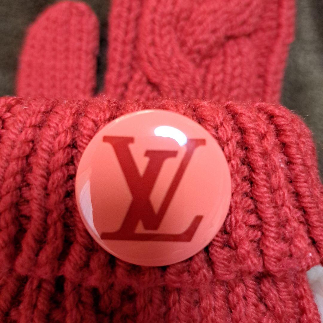 ルイヴィトン 手袋 ミトン ウール100％ レッド 赤