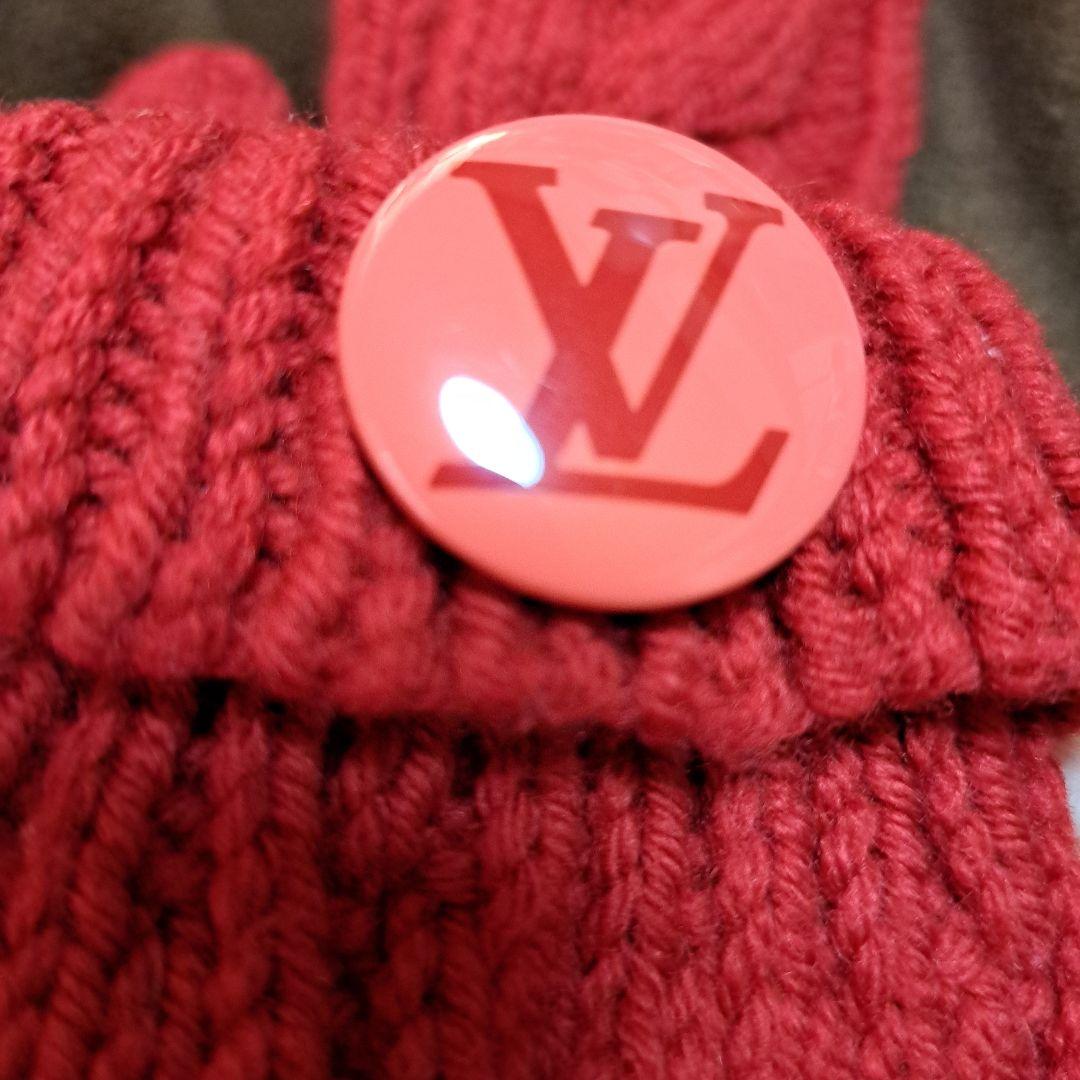 ルイヴィトン 手袋 ミトン ウール100％ レッド 赤