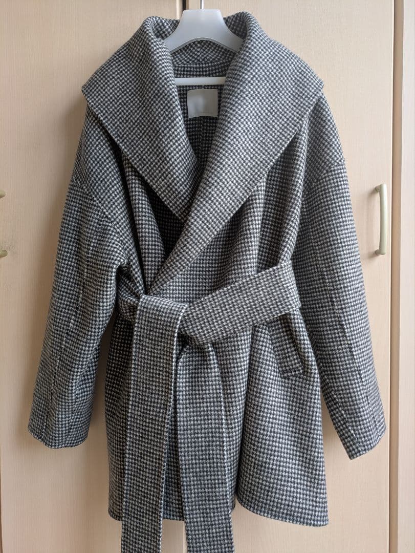 グレー系チェックオーバーサイズコート