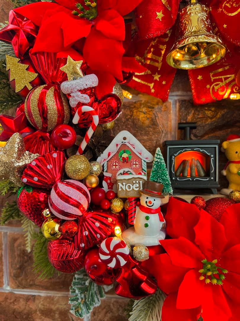 専用 光 豪華 クリスマスリース ハンドメイド パーツ盛モリ 40cm