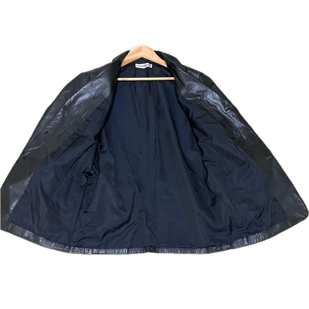 【希少】ISSEY MIYAKE MEN レザージャケット 牛革 ブラック M位