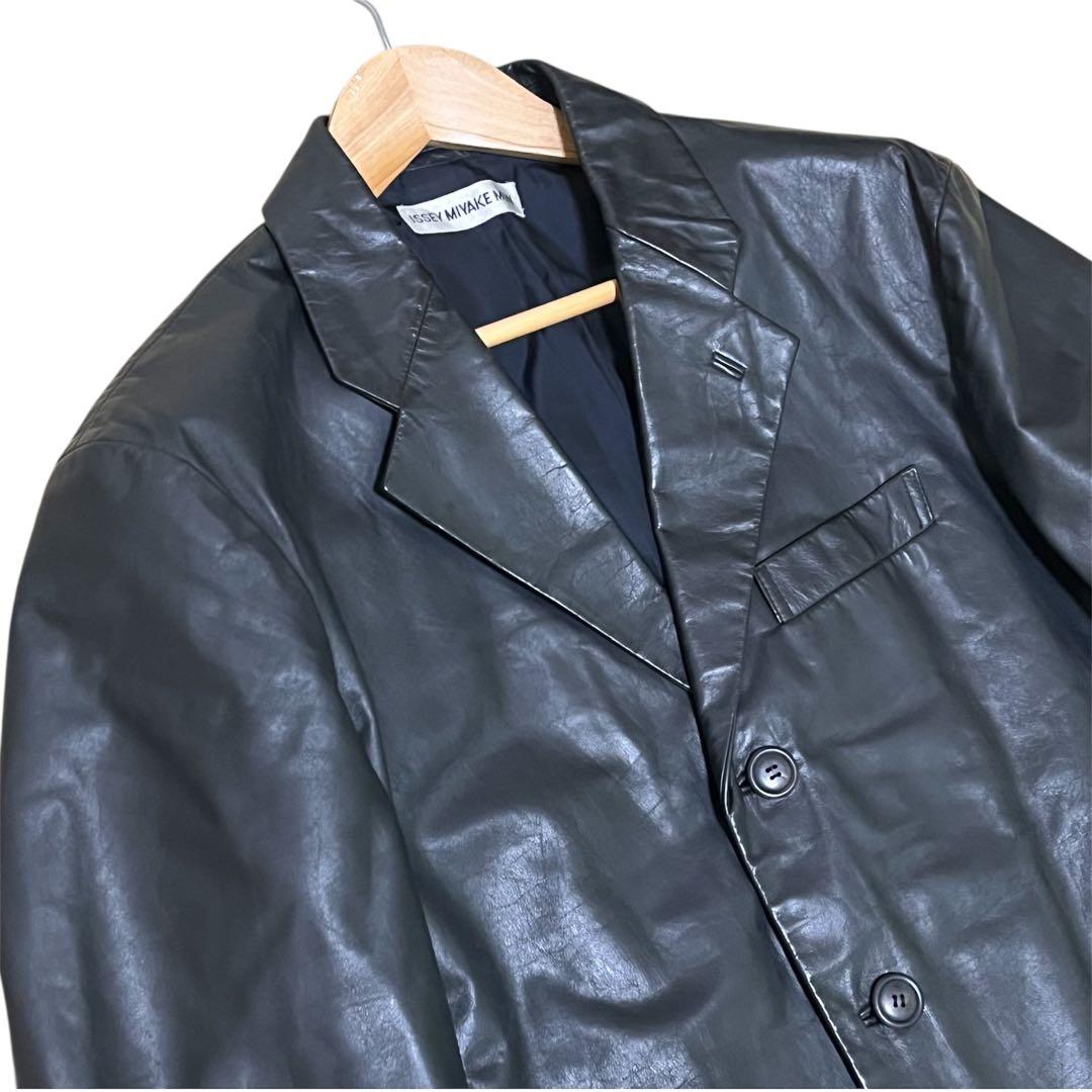 【希少】ISSEY MIYAKE MEN レザージャケット 牛革 ブラック M位