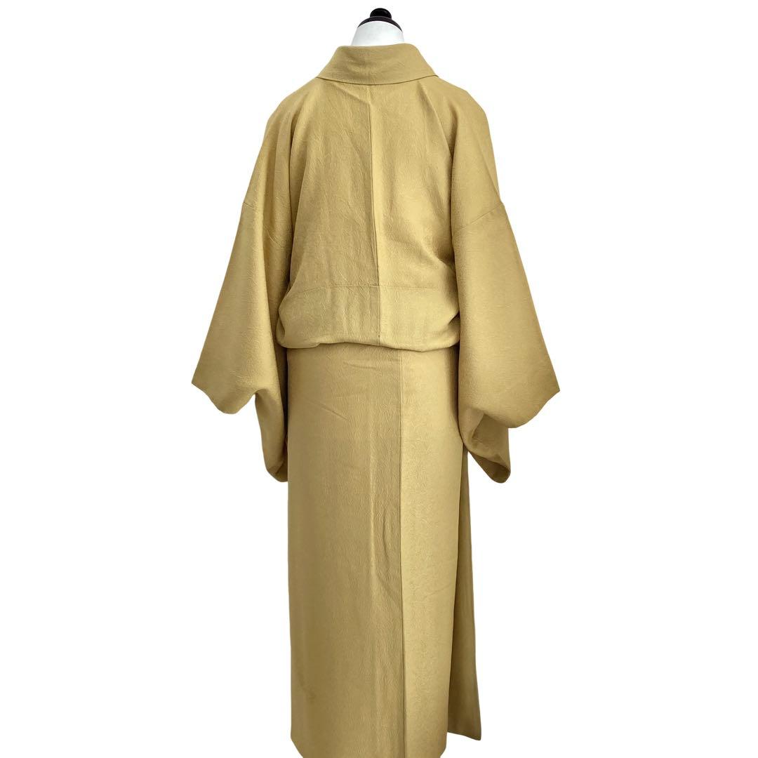 マスタード　色無地　着物　雪輪　紋なし　卒入学式　七五三　NO32 フルセット可