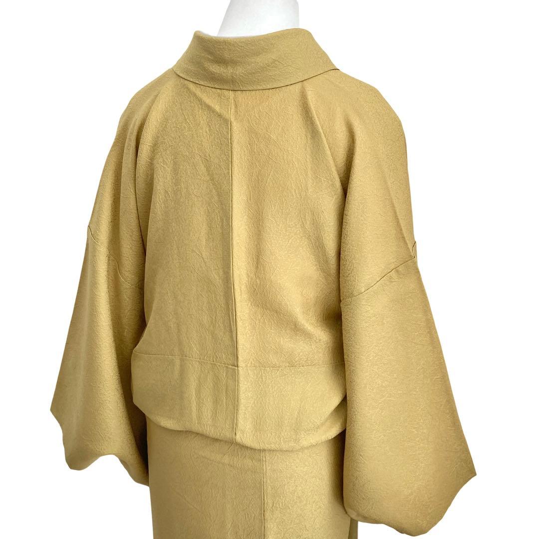 マスタード　色無地　着物　雪輪　紋なし　卒入学式　七五三　NO32 フルセット可