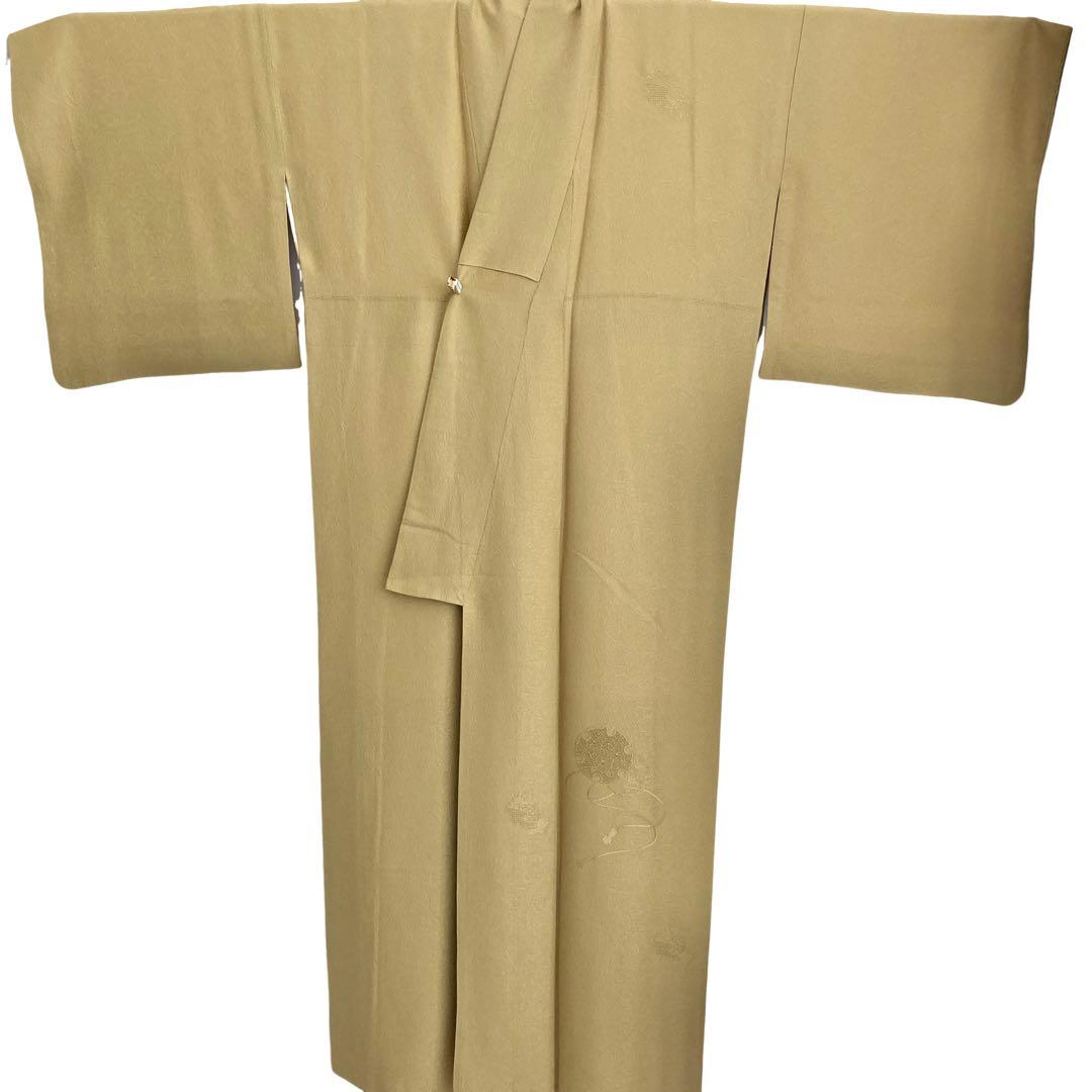 マスタード　色無地　着物　雪輪　紋なし　卒入学式　七五三　NO32 フルセット可