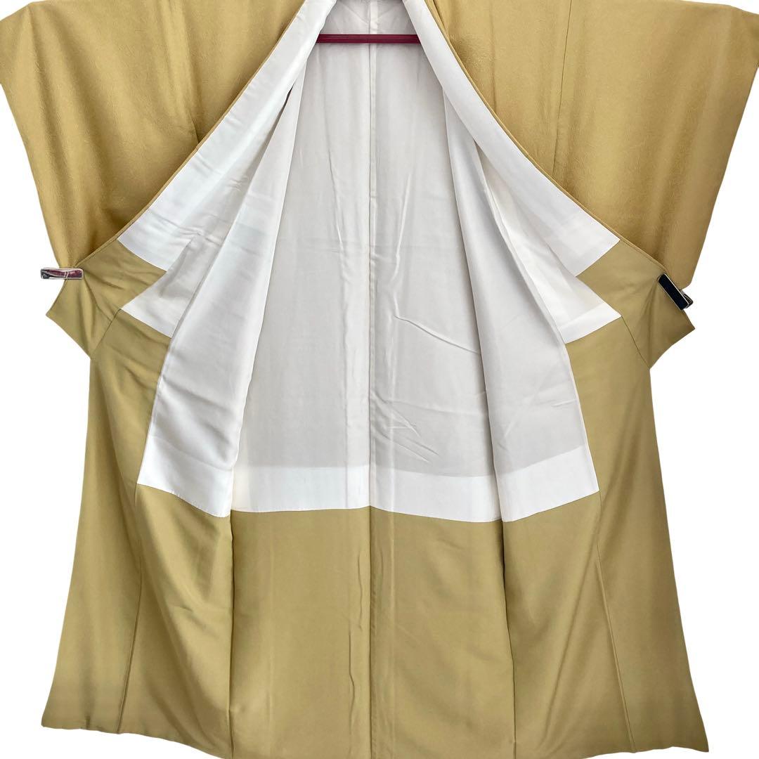 マスタード　色無地　着物　雪輪　紋なし　卒入学式　七五三　NO32 フルセット可