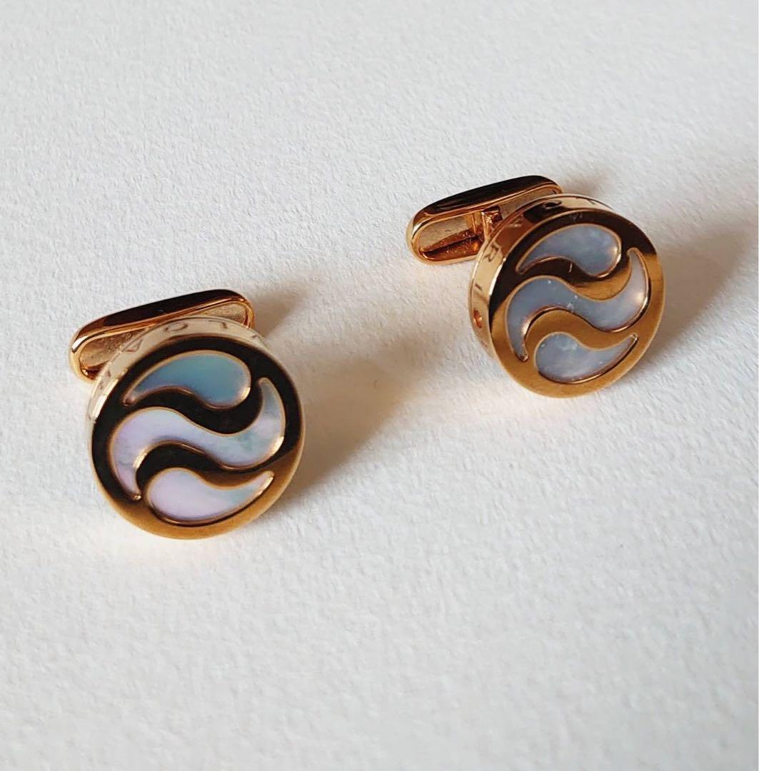 BVLGARI ブルガリ マザー オブ パール カフスリンク 18K