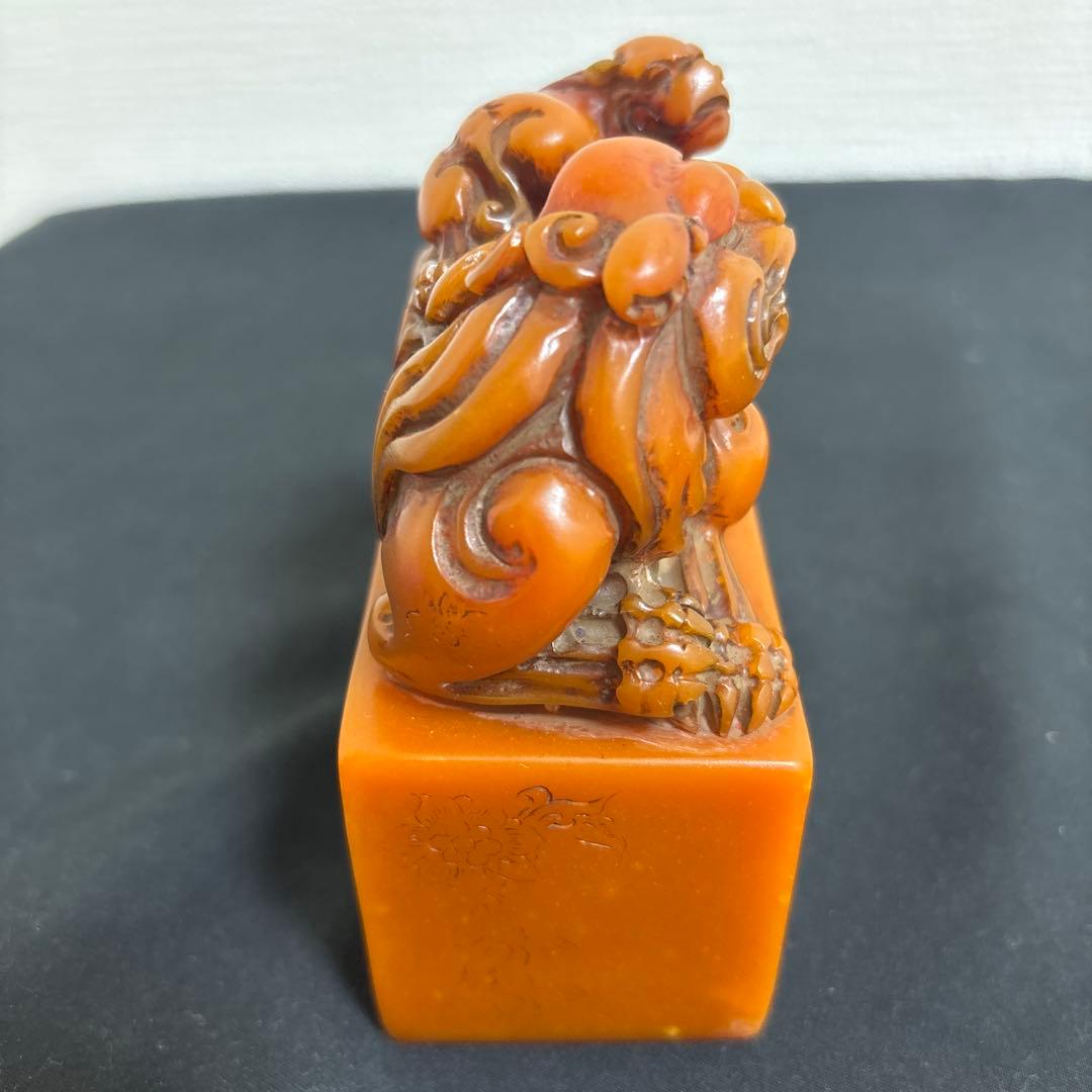 篆刻印材　大型　寿山石　古印材　書道印材　獅子像 石彫刻