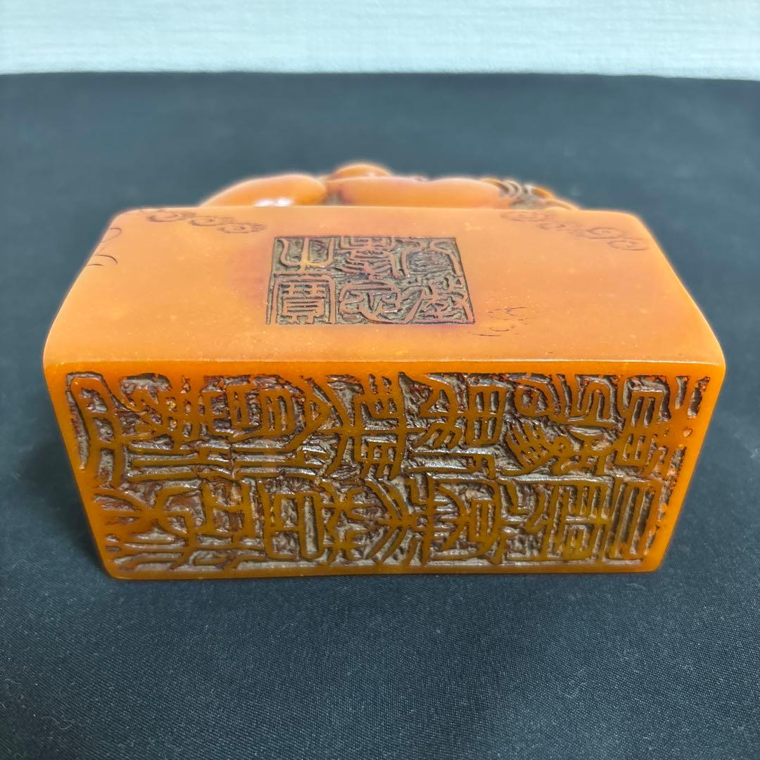 篆刻印材　大型　寿山石　古印材　書道印材　獅子像 石彫刻