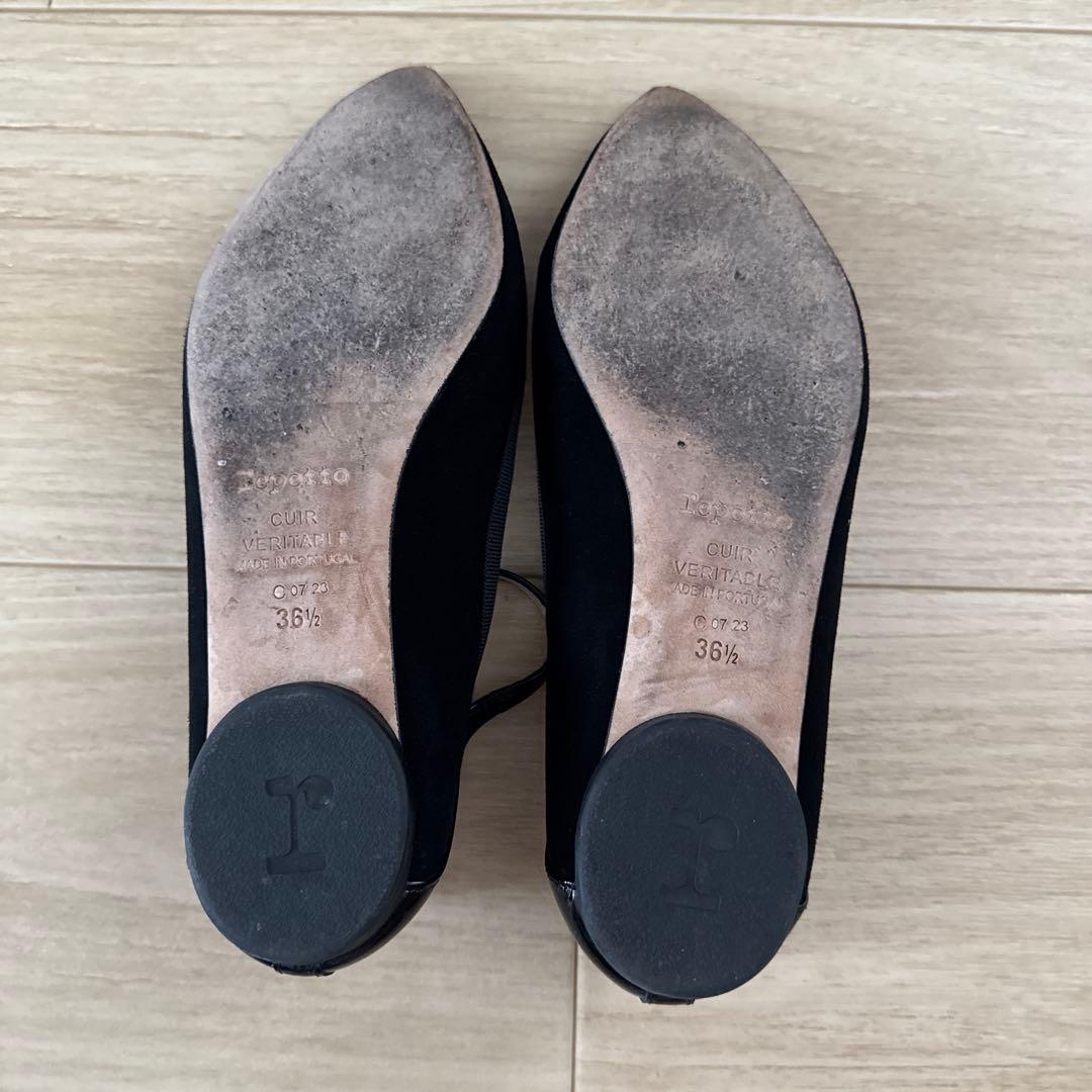ma　Repetto ブラック ストラップ フラットシューズ　36.5